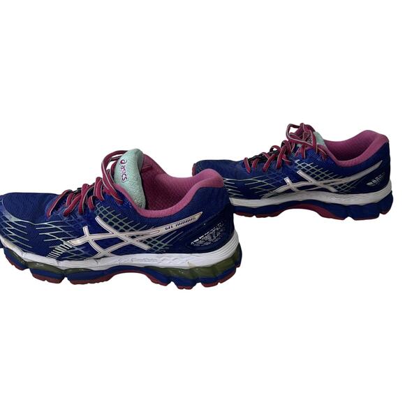 Asics Gel-Nimbus 17 Running Shoes Sneakers Womens Size 8.5 Blue White Pink Gym - Picture 1 of 16